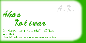 akos kolimar business card